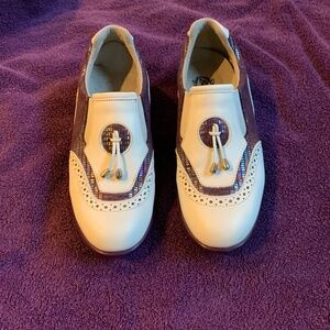 Sandbaggers White/Purple Tassle Slip On Golf Shoes sz 8.5